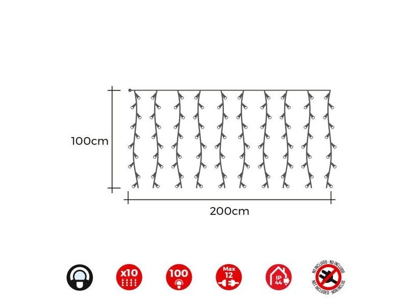 LED Светлинна Завеса EDM 71260 Easy-Connect 1,8 W 2 x 1 m