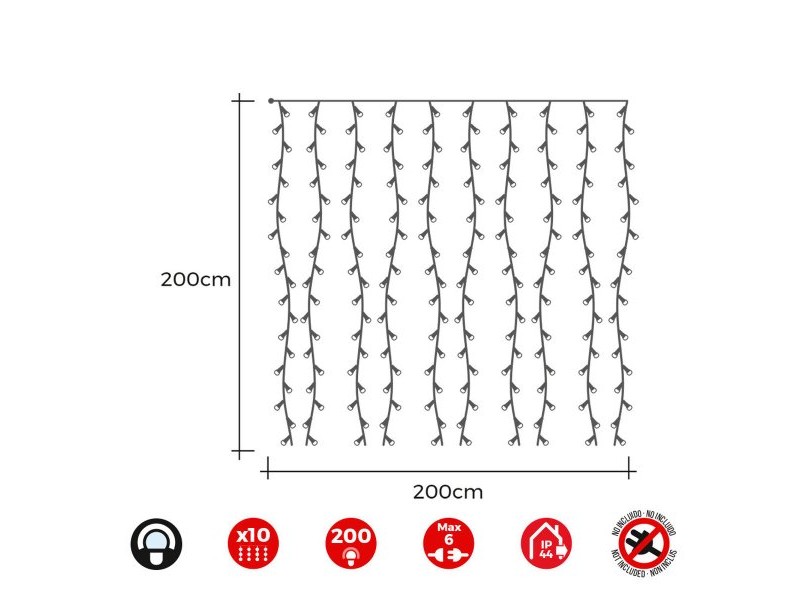 LED Светлинна Завеса EDM 71262 3,2 W 2 x 2 m Бял (1 броя)