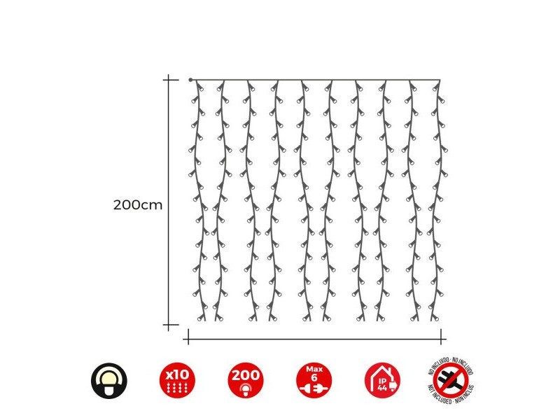 LED Светлинна Завеса EDM 71263 Easy-Connect 3,2 W Топла светлина Топло Бяло 2 x 2 m LED Светлинна Завеса EDM 71263 Easy-Connect 3,2 W Топла светлина Топло Бяло 2 x 2 m