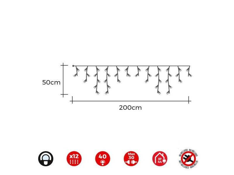 LED Светлинна Завеса EDM 71265 Icicle Easy-Connect 0,72 W 200 x 50 cm