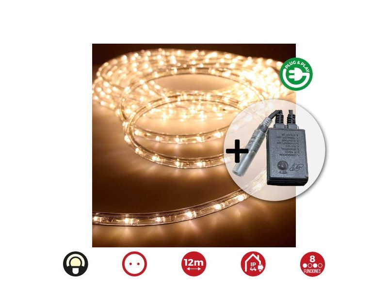 Маркуч LED EDM 71492 Flexiled Прозрачен Топло Бяло Топла светлина 12 m 8 Функции