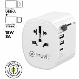 Зарядно за стена Muvit MCADP0006 15 W Бял