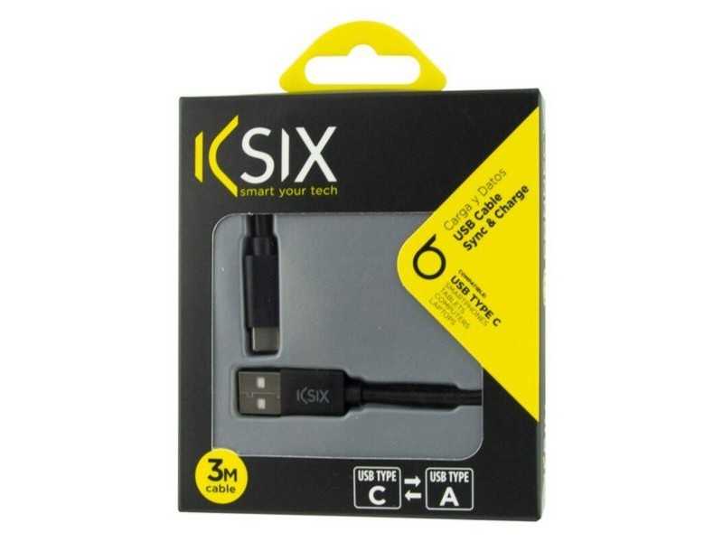 Кабел USB-C към USB KSIX 3 m Черен