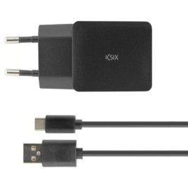 Зарядно за стена + Кабел USB A към USB C KSIX USB Черен