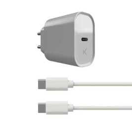 Зарядно за стена + USB кабел C KSIX Бял 20W