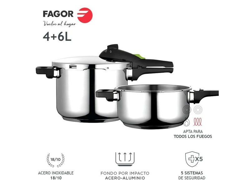 Комплект Тенджери Експрес Fagor Неръждаема стомана 10 L 2 Части Комплект Тенджери Експрес Fagor Неръждаема стомана 10 L 2 Части