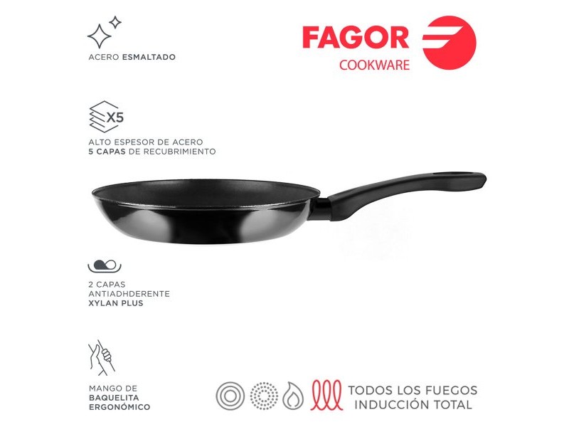 Тиган FAGOR Indutherm Черен Емайлирана Стомана (Ø 26 cm)