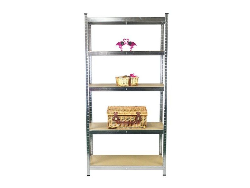 Лавица Ferrestock 875 Kg 90 x 40 x 180 cm Сив Дървен Поцинкована Стомана Дървен MDF 5 Рафтове