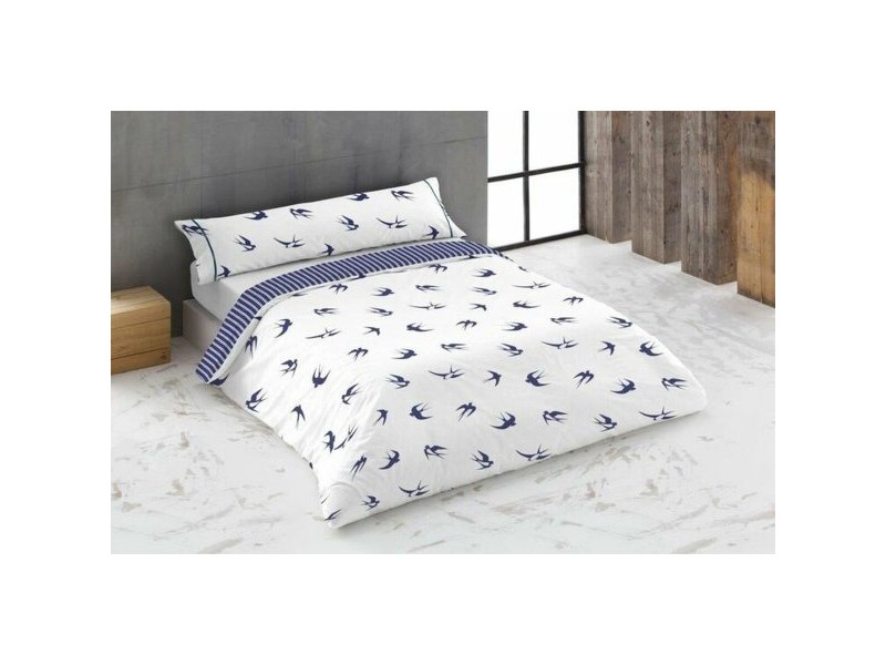 Комплект покривка за завивка Hosteline GOLONDRINAS Син 180 легло 3 Части
