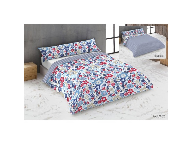 Комплект покривка за завивка Hosteline PAULO Син 180 легло 3 Части