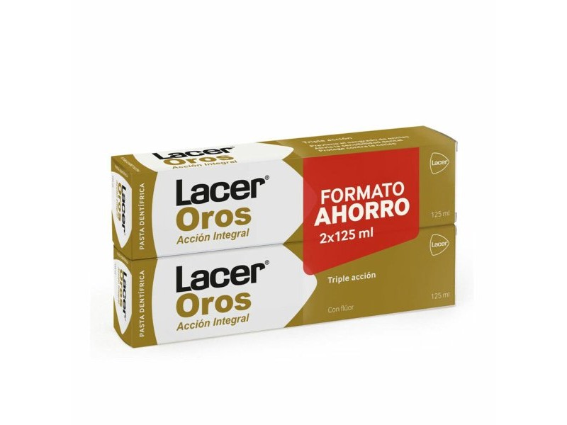 Паста за Зъби с Тройно Действие Lacer Oro 2 x 125 ml (2 Части)