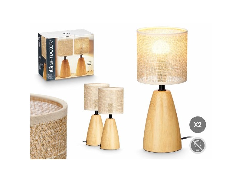 Настолна лампа Gift Decor Кафяв 60 W 2 броя
