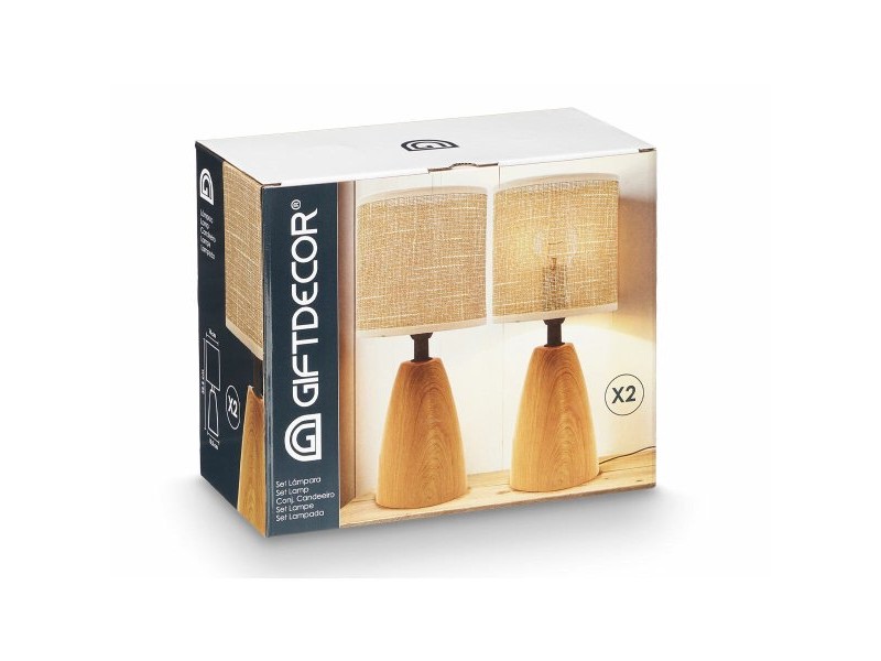 Настолна лампа Gift Decor Кафяв 60 W 2 броя