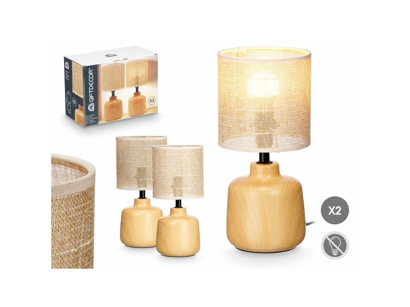 Настолна лампа Gift Decor Кафяв 60 W 2 броя