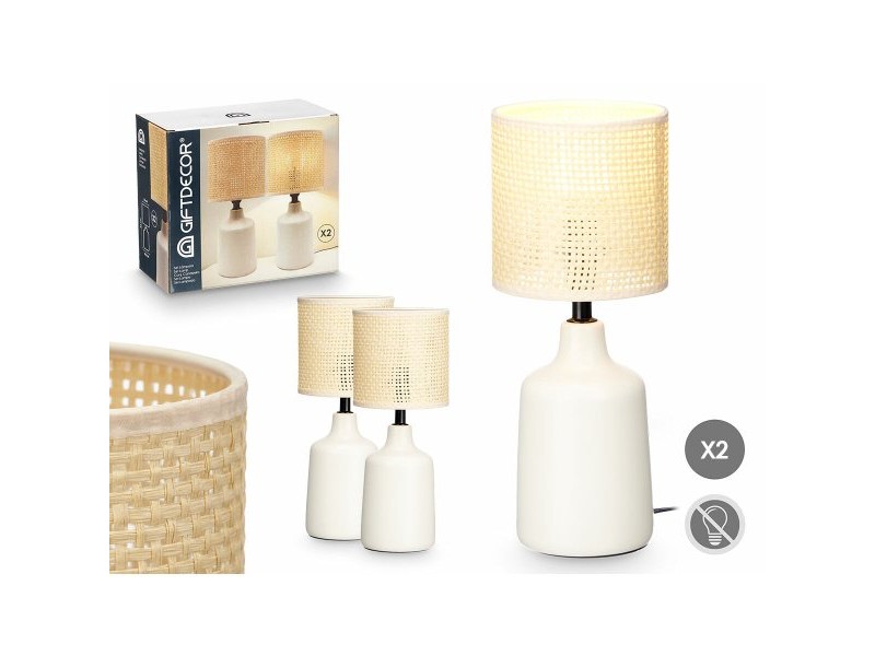 Настолна лампа Gift Decor Бял 60 W 2 броя