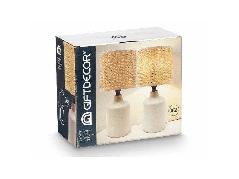 Настолна лампа Gift Decor Бял 60 W 2 броя