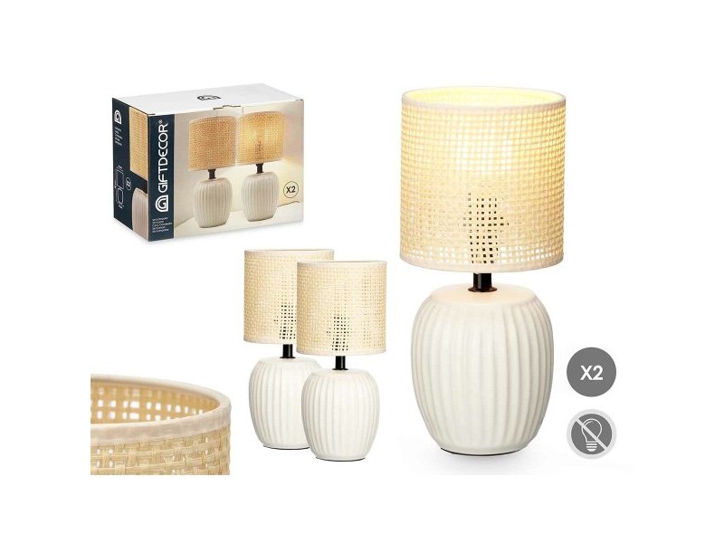 Настолна лампа Gift Decor Бял 60 W 2 броя