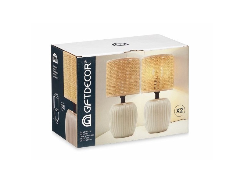 Настолна лампа Gift Decor Бял 60 W 2 броя