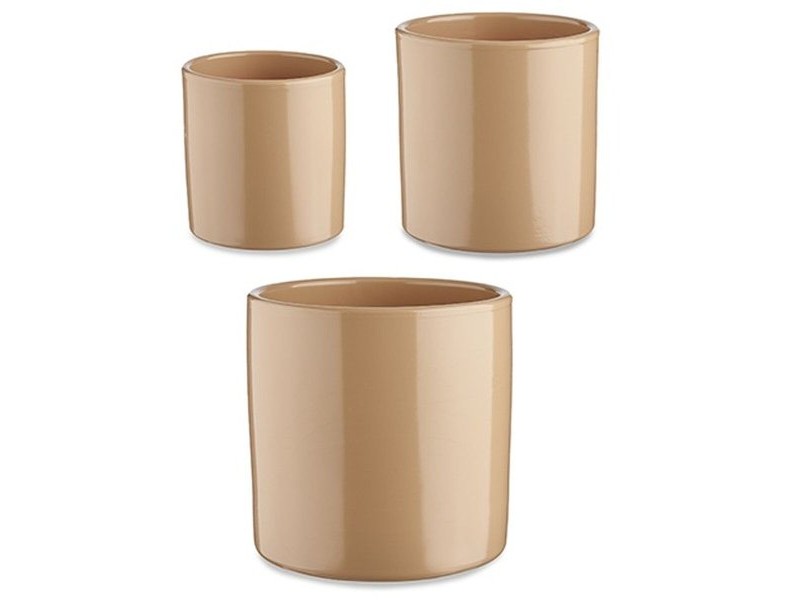 Комплект Саксии за цветя Ibergarden Бежов Глина Цилиндър Ø 14 cm Ø 22 cm Ø 17 cm 22 x 19 x 22 cm 3 Части