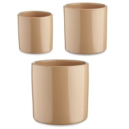 Комплект Саксии за цветя Ibergarden Бежов Глина Цилиндър Ø 14 cm Ø 22 cm Ø 17 cm 22 x 19 x 22 cm 3 Части