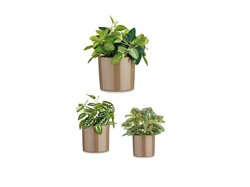 Комплект Саксии за цветя Ibergarden Тъмнокафяв Глина Цилиндър Ø 14 cm Ø 22 cm Ø 17 cm 22 x 19 x 22 cm 3 Части
