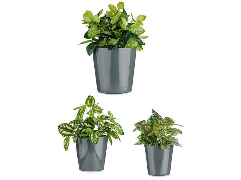 Комплект Саксии за цветя Ibergarden Антрацит Глина Cónica Ø 14 cm Ø 22 cm Ø 17 cm 22,5 x 21 x 22,5 cm 3 Части
