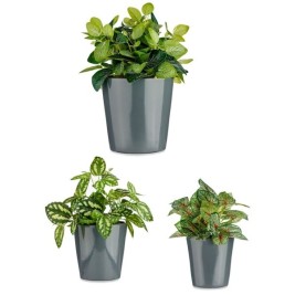 Комплект Саксии за цветя Ibergarden Антрацит Глина Cónica Ø 14 cm Ø 22 cm Ø 17 cm 22,5 x 21 x 22,5 cm 3 Части