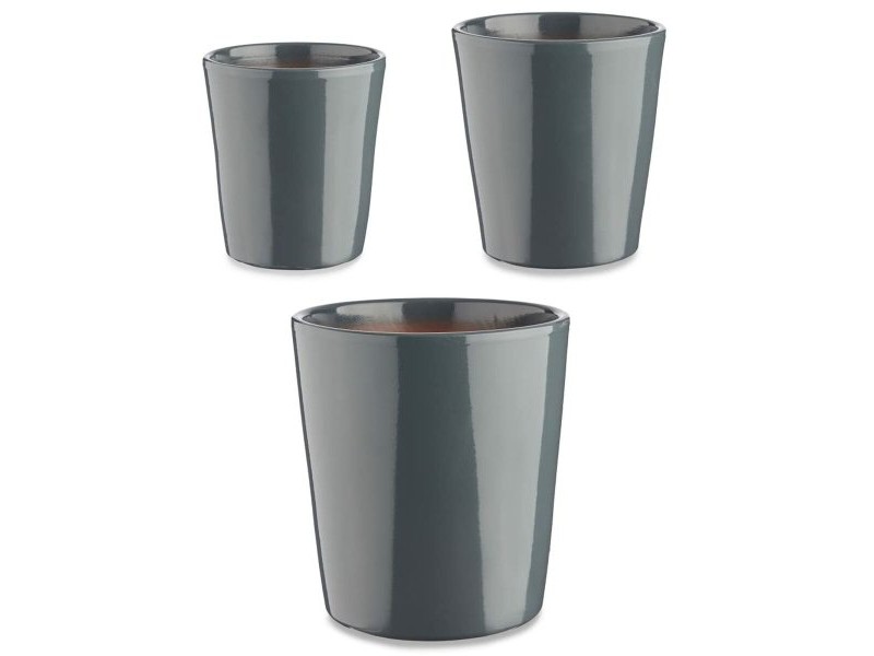 Комплект Саксии за цветя Ibergarden Антрацит Глина Cónica Ø 14 cm Ø 22 cm Ø 17 cm 22,5 x 21 x 22,5 cm 3 Части