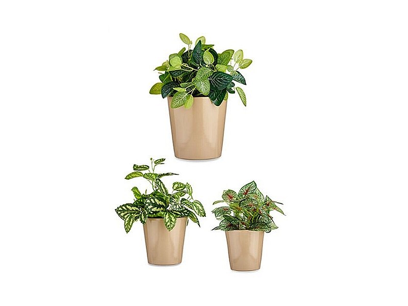 Комплект Саксии за цветя Ibergarden Бежов Глина Cónica Ø 14 cm Ø 22 cm Ø 17 cm 22 x 21 x 22 cm 3 Части
