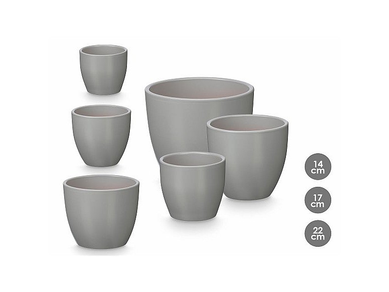 Комплект Саксии за цветя Ibergarden Сив Глина Ø 14 cm Ø 22 cm Ø 17 cm 3 Части