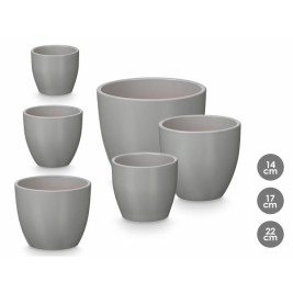 Комплект Саксии за цветя Ibergarden Сив Глина Ø 14 cm Ø 22 cm Ø 17 cm 3 Части