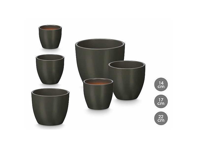 Комплект Саксии за цветя Ibergarden Антрацит Глина Ø 14 cm Ø 22 cm Ø 17 cm 3 Части