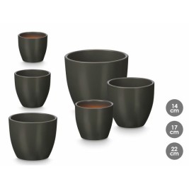 Комплект Саксии за цветя Ibergarden Антрацит Глина Ø 14 cm Ø 22 cm Ø 17 cm 3 Части
