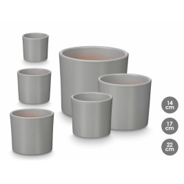 Комплект Саксии за цветя Ibergarden Сив Глина Ø 14 cm Ø 22 cm Ø 17 cm 3 Части
