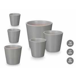 Комплект Саксии за цветя Ibergarden Сив Глина Ø 14 cm Ø 22 cm Ø 17 cm 3 Части