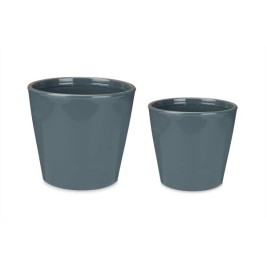 Комплект Саксии за цветя Ibergarden Антрацит Глина Ø 22 cm Ø 28 cm 28 x 27 x 28 cm 2 Части
