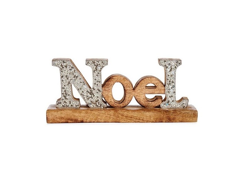 Декоративна фигурка Noel Пурпурин 6,5 x 10 x 25 cm Сребрист Дървен