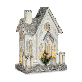 Декоративна фигурка Krist+ Бял Сив Пурпурин Къща Коледа 24,5 x 32 x 12 cm LED Светлина