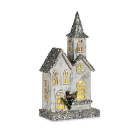 Декоративна фигурка Krist+ Бял Сив Пурпурин Къща Коледа 22 x 45 x 11 cm LED Светлина