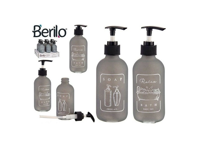Дозатор за Сапун Berilo Черен Сив Cтъкло полипропилен 250 ml