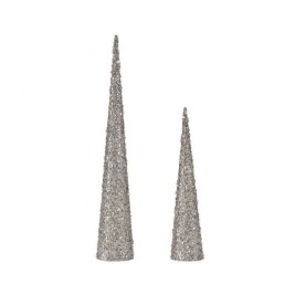 Коледна Украса Krist+ 193YYX38-MNCA-4 Бял пайети Коледа 9,5 x 60 x 9,5 cm Конуси