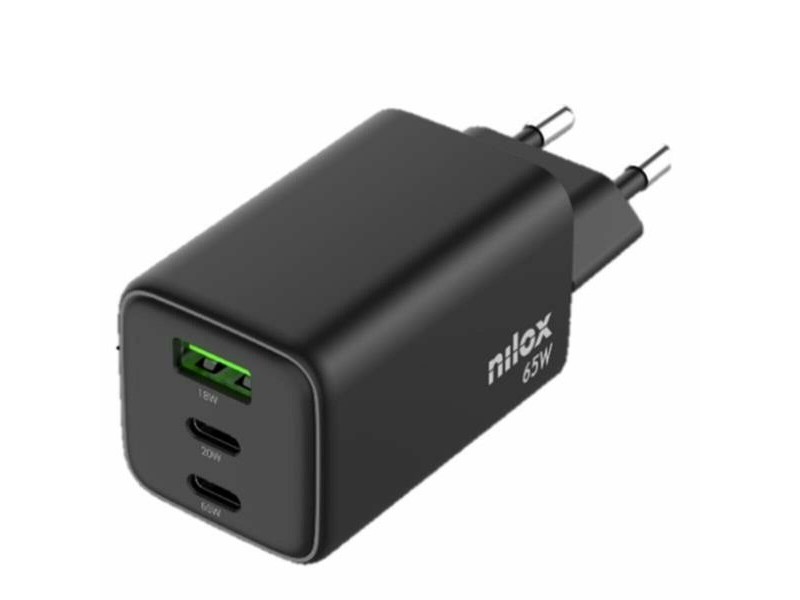 Зарядно за стена Nilox NXGANUSBC65 Черен (2 броя)