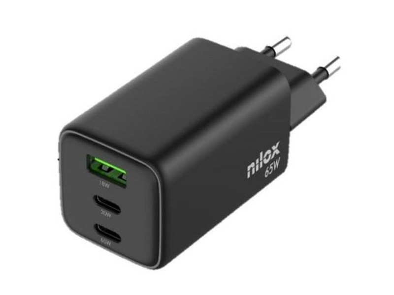 Зарядно за стена Nilox NXGANUSBC65 Черен (2 броя)