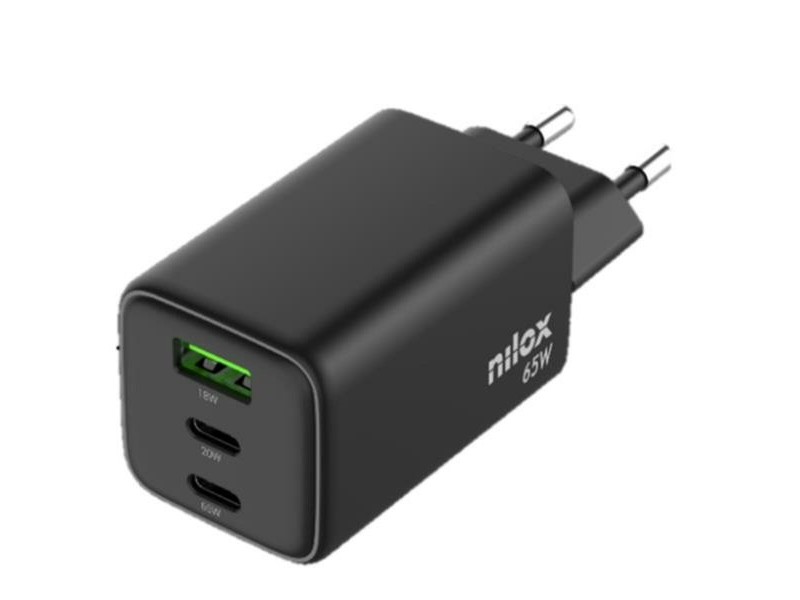 Зарядно за стена Nilox NXGANUSBC65 Черен (2 броя)