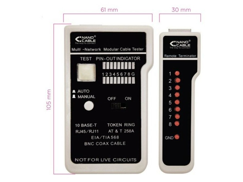 UTP категория 6 твърд мрежови кабел RJ11/RJ12/RJ45, coaxial NANOCABLE 10.31.0303 Бял/Черен