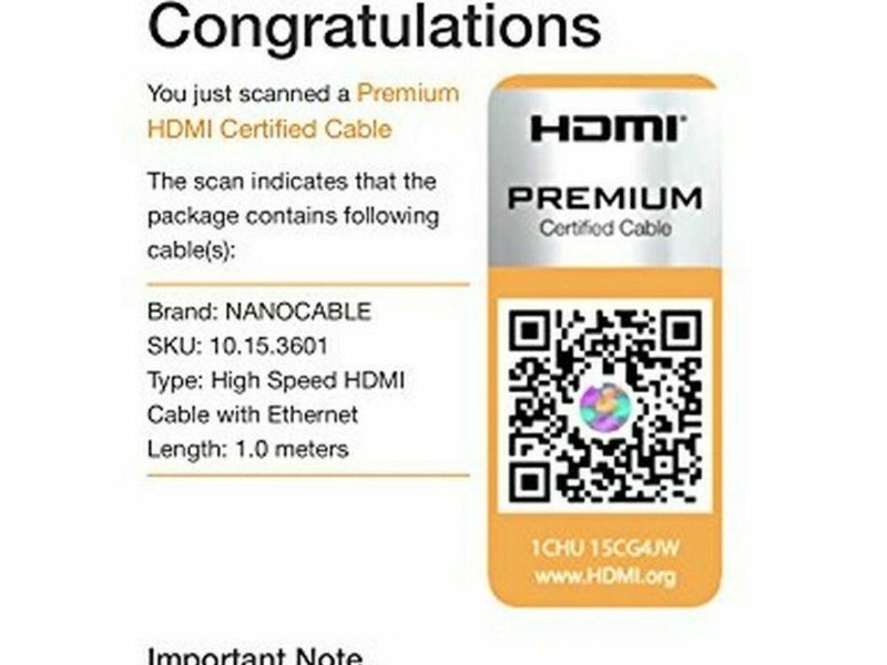 Кабел HDMI NANOCABLE HDMI V2.0, 1m V2.0 4K 1 m Черен 1 m