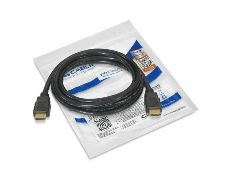 Кабел HDMI NANOCABLE HDMI V2.0, 1m V2.0 4K 1 m Черен 1 m