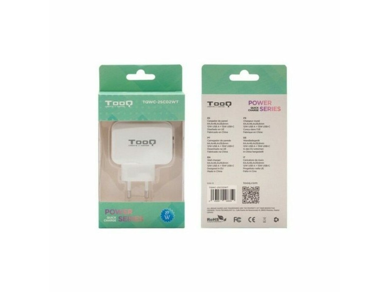 USB зарядно стена TooQ TQWC-2SC02WT Бял 27 W