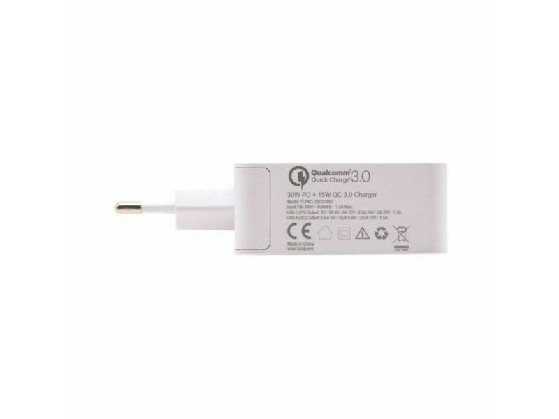 USB зарядно стена TooQ TQWC-2SC03WT Бял 48 W