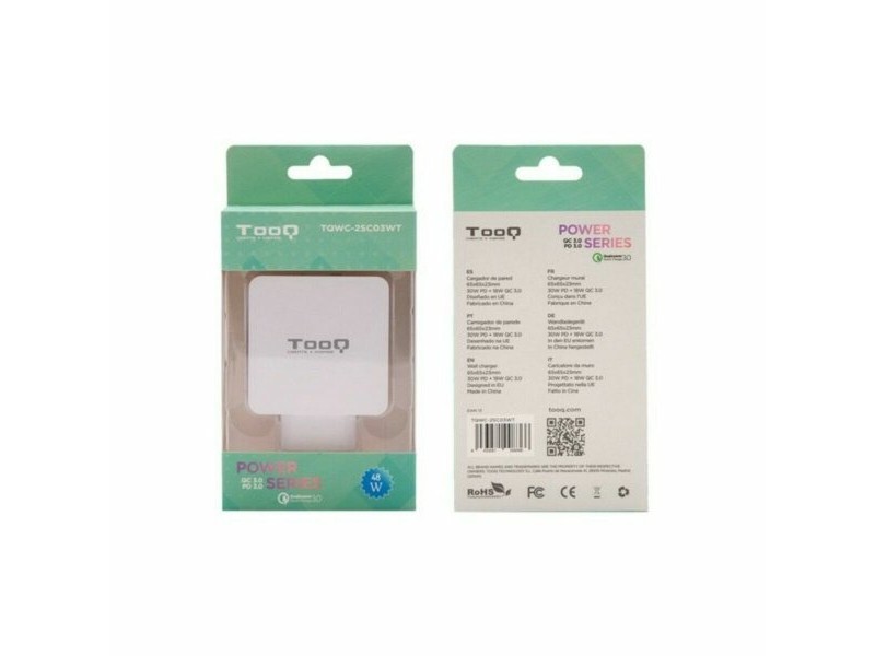 USB зарядно стена TooQ TQWC-2SC03WT Бял 48 W